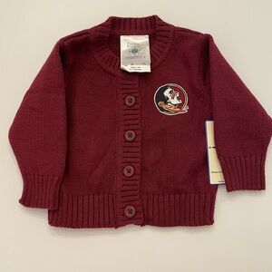 FSU cardigan. New with tags 0-3m